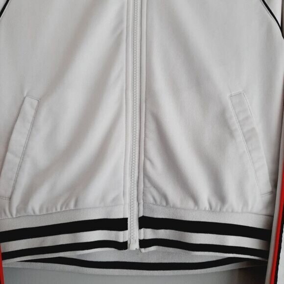 CHAMPION Retro Style Full Zip Athletic Track Jacket White w/ Logo Sz S Flawed - Picture 6 of 15